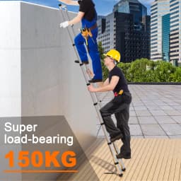 2.6M Foldable Ladders Telescopic Stainless steel Extendable Extension 9 Steps150kg Max. Capacity EN131 Portable for household