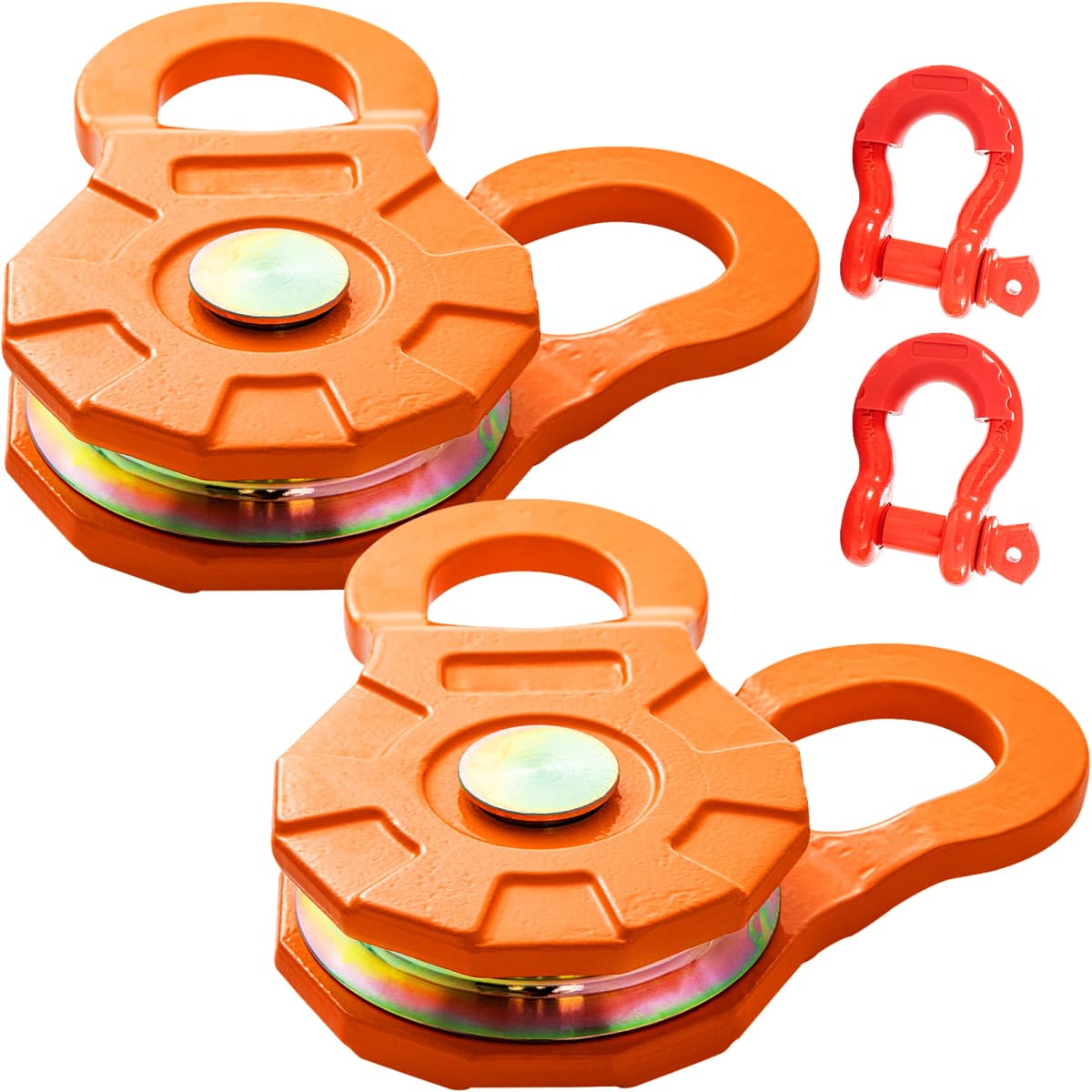 SucceBuy 2pcs 11T Snatch Block Adapt 0.55"/14 mm Synthetic Rope or Soft Shackles Winch Pulley for Tractor Truck ATV & UTV