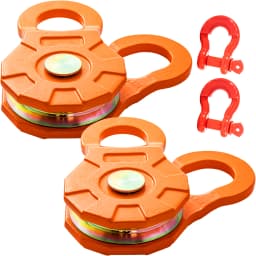 SucceBuy 2pcs 11T Snatch Block Adapt 0.55"/14 mm Synthetic Rope or Soft Shackles Winch Pulley for Tractor Truck ATV & UTV