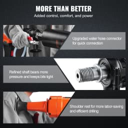 SucceBuy 1500W 4in Bit Diamond Core Drill Machine Handheld Concrete Core Drill Rig Wet Stepless Speed Electric Drilling Machine