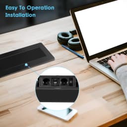 Retractable Recessed Power Strip with USB, Black Desk Multi-Socket Tower, Recessed Multiple Socket For Kitchen Extension Cord