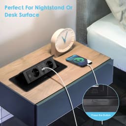 Retractable Recessed Power Strip with USB, Black Desk Multi-Socket Tower, Recessed Multiple Socket For Kitchen Extension Cord
