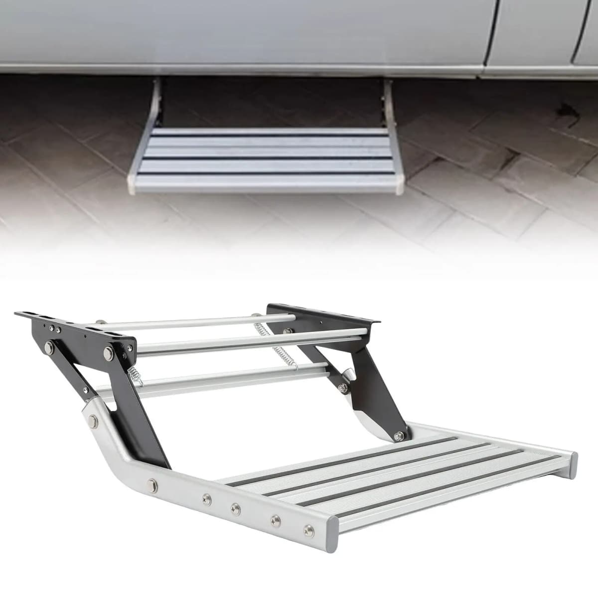 Single Step Aluminium | Extendable Side Steps | Step Entry Motorhome Caravan Aluminum Alloy Manual Entry Step
