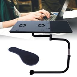 Chair Keyboard Tray, Laptop Keyboard Mouse Chair Stand w/USB Fan, Adjustable Mouse Mount Installed to Chair with -85°~ +20°Tilt
