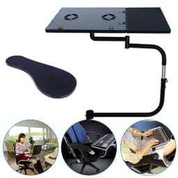 Chair Keyboard Tray, Laptop Keyboard Mouse Chair Stand w/USB Fan, Adjustable Mouse Mount Installed to Chair with -85°~ +20°Tilt