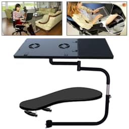 Chair Keyboard Tray, Laptop Keyboard Mouse Chair Stand w/USB Fan, Adjustable Mouse Mount Installed to Chair with -85°~ +20°Tilt