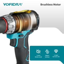 YOFIDRA 700N.M Brushless Electric Impact Drill Cordless Screwdriver Plates Soil WoodWorking Power Tool For Makita Battery Pin