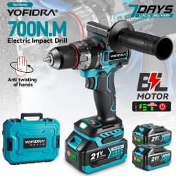 YOFIDRA 700N.M Brushless Electric Impact Drill Cordless Screwdriver Plates Soil WoodWorking Power Tool For Makita Battery Pin