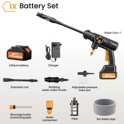 35Bar Electric Car Washer Gun 30000mAh Wireless High Pressure Water Gun Multi Function Rotating Nozzle Home Car Wipe Sprayer