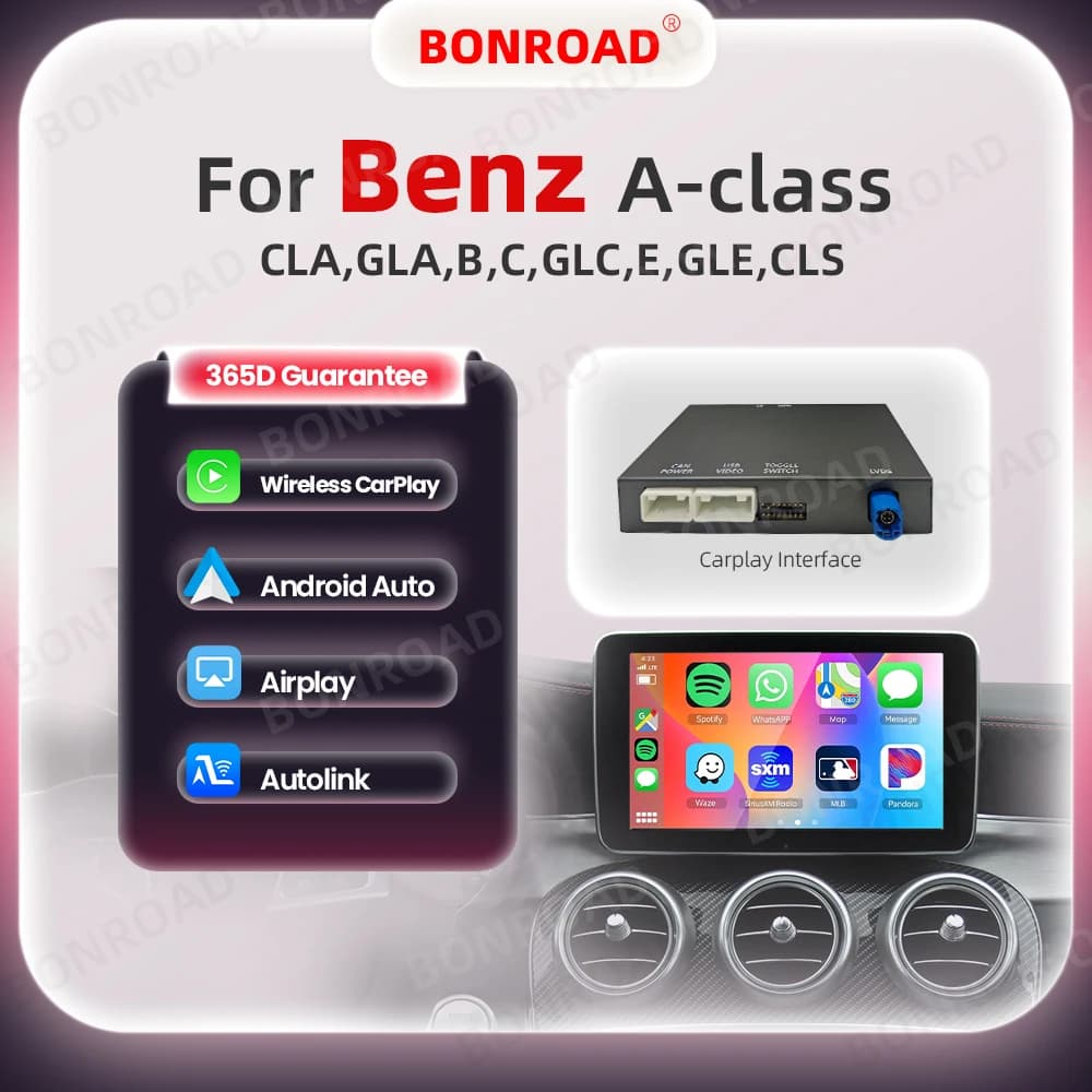 BONROAD Wireless CarPlay Adapter Android Auto Module For Mercedes Benz C GLC W205 A CLA GLA B E GLE CLS Bluetooth Navigation