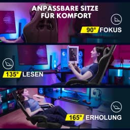 LUCK RACER Gaming chair with footrest Office Chair Ergonomic with Adjustable Loin Pillows, Pillow Gaming Chair