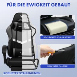 LUCK RACER Gaming chair with footrest Office Chair Ergonomic with Adjustable Loin Pillows, Pillow Gaming Chair