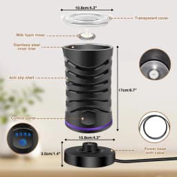 4-in-1 Electric Milk Frother & Warmer - 600ml Large Capacity, for Hot/Cold Froth, Hot Milk & Chocolate
