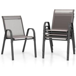 Stackable garden chair, comfortable patio armchair with armrest backrest for outdoor and indoor use, 56x70x84cm, grey