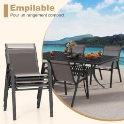 Stackable garden chair, comfortable patio armchair with armrest backrest for outdoor and indoor use, 56x70x84cm, grey
