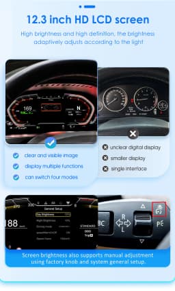 12.3"Auto Lcd Dashboard Paneel For BMW 5 6 7 Series F10 f11 F12 F13 For X3 X4 X5 X6 1920*720 Instrumentenpaneel Virtuele Cockpit