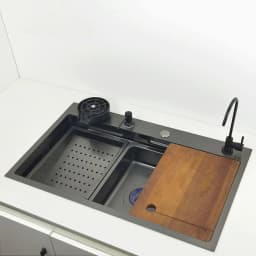 Honeycomb Kitchen Sink Anti-Scratch Nano Technology Left Drain Above Mount Washing Basin Stainless Steel Sinks Waterfall Faucet