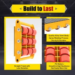 7T-Alloy Steel Machinery Mover 15T (33069lbs) Max-Load Mover w/9 High-Quality PU Rollers for Distributing and Transporting Large