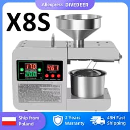 DIVEDEER Upgraded Intelligent Temperature Control Oil Press Stainless Steel Cold Press Flaxseed Peanut Coconut Meat Oil Press