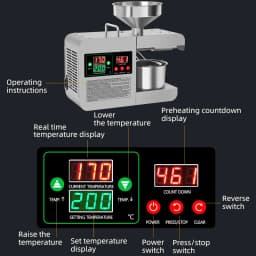 DIVEDEER Upgraded Intelligent Temperature Control Oil Press Stainless Steel Cold Press Flaxseed Peanut Coconut Meat Oil Press