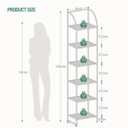 Bookshelf, 6-Tier Display Shelf, Exhibition Shelf, Tempered Glass, Standing Shelves, for Living Room, Bedroom, Gold