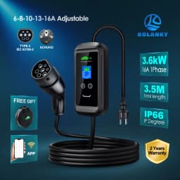 Portable EV Charger Tuya App 16A 3.6KW Type 2 Charging EVSE Wall Box Timer For Electric Vehicle Hybrid Cars Length 3.5M