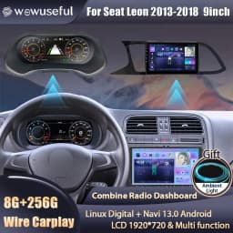 Wowuseful 9'' Car Lcd Digital Cluster For VW Seat Leon 2013-18 Years Dashboard Paneel Cockpit Android player Navigation Radio