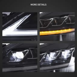 VLAND 2005-2013 Lexus IS250 IS350 IS300 & 2007-2014 ISF LED Headlights 2PCS, E-Mark Certified Headlamps with Sequential Turn Signal, Plug & Play, Front Light Upgrade Replacement