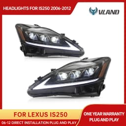 VLAND 2005-2013 Lexus IS250 IS350 IS300 & 2007-2014 ISF LED Headlights 2PCS, E-Mark Certified Headlamps with Sequential Turn Signal, Plug & Play, Front Light Upgrade Replacement