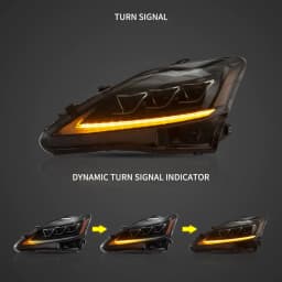 VLAND 2005-2013 Lexus IS250 IS350 IS300 & 2007-2014 ISF LED Headlights 2PCS, E-Mark Certified Headlamps with Sequential Turn Signal, Plug & Play, Front Light Upgrade Replacement