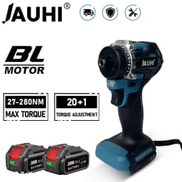 JAUHI 20+1 Torque Brushless Electric Screwdriver Lithium Battery Rechargeable Cordless Electric Drill For Makita 18v Battery