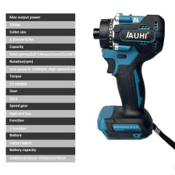 JAUHI 20+1 Torque Brushless Electric Screwdriver Lithium Battery Rechargeable Cordless Electric Drill For Makita 18v Battery