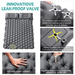 Double Inflatable Camping Sleeping Pad, with Pillow Built-in Foot Pump for Outdoor Backpacking Hiking Portable Camping Pad