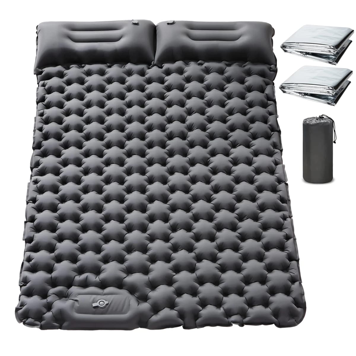 Double Inflatable Camping Sleeping Pad, with Pillow Built-in Foot Pump for Outdoor Backpacking Hiking Portable Camping Pad