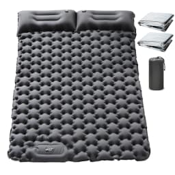 Double Inflatable Camping Sleeping Pad, with Pillow Built-in Foot Pump for Outdoor Backpacking Hiking Portable Camping Pad