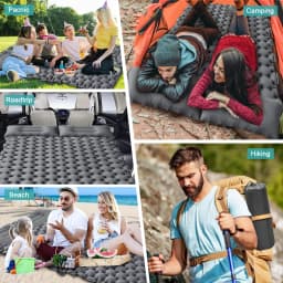 Double Inflatable Camping Sleeping Pad, with Pillow Built-in Foot Pump for Outdoor Backpacking Hiking Portable Camping Pad