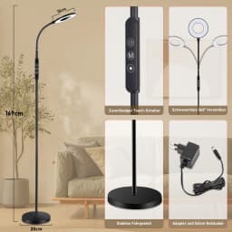 Multifunctional Dimmable Floor Lamp, 360° Rotating Design, 1800K-6000K, Night Light & Memory Function