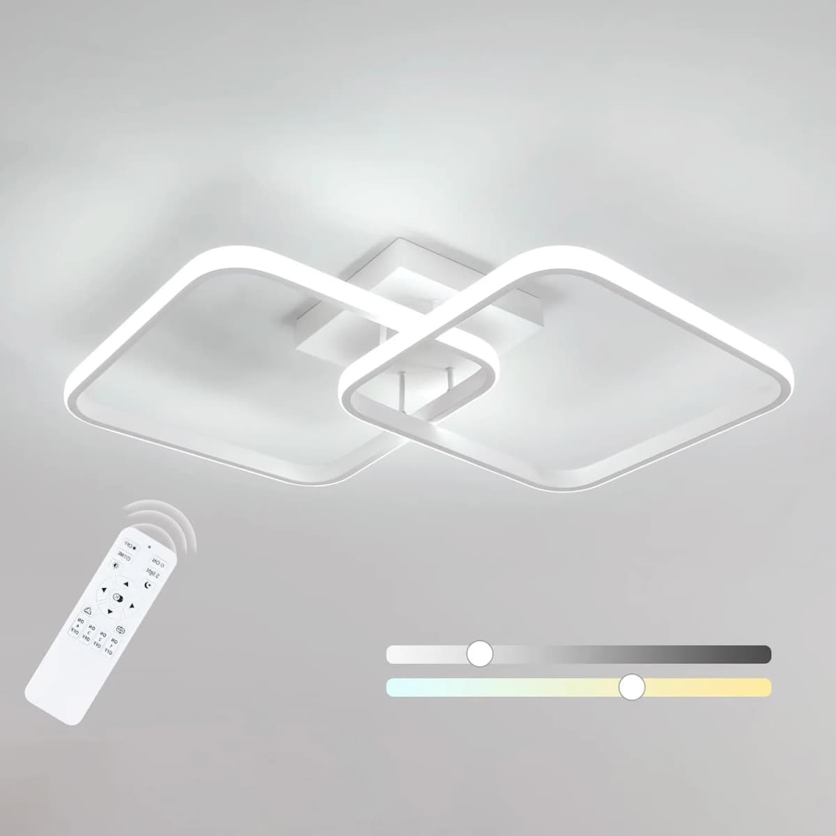 Dimmable Ceiling Light, Remote Controlled Ceiling Lamp 3000K-6500K , Modern LED Square Ceiling Light for Bedroom Living Room