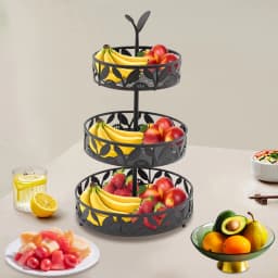 3 Tier Build To Last Fruit Bowl Holder Excellent Load Capacity Fruit Storage Basket for Dressers/Bathrooms/College Dormitories