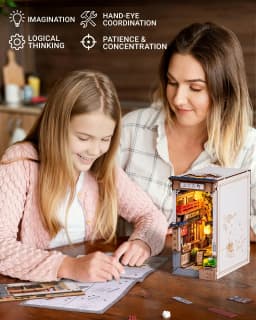 ROBOTIME Book Nook Kit DIY Miniature House 3D Wooden Puzzle Creative Decorative(TGB11) Unique Gifts for Teens&Adults (