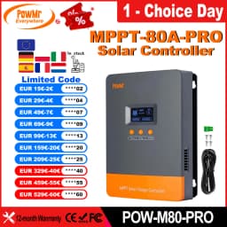 PowMr 80A MPPT Solar Charge Controller Max 160V Panel for 12V 24V 36V 48V Solar Battery Intelligent Regulator Lead-acid/Lithium