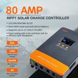 PowMr 80A MPPT Solar Charge Controller Max 160V Panel for 12V 24V 36V 48V Solar Battery Intelligent Regulator Lead-acid/Lithium