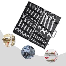 22-piece Movable Head Wrench Set Tighten Hexagonal Head Flex-Head Ratcheting Wrench Combination Wrench Set Repair Tools