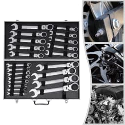 22-piece Movable Head Wrench Set Tighten Hexagonal Head Flex-Head Ratcheting Wrench Combination Wrench Set Repair Tools