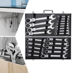 22-piece Movable Head Wrench Set Tighten Hexagonal Head Flex-Head Ratcheting Wrench Combination Wrench Set Repair Tools