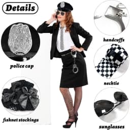 Kostym tillbehör polisdräkt med hattar, slipsar, solglasögon, handbojor, kappor, karneval cosplay polisdräkt