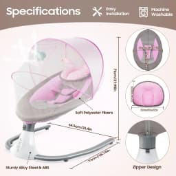 Electric Baby Swing with Music for Children Up To 18 Kg, Featuring Remote Control and Bluetooth Connectivity, Four Swing Speeds
