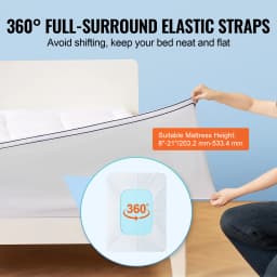SucceBuy Mattress Topper 1" Thickness Fiber Fill Pad, Detachable & Washable Layer, Detachable Bedside Pocket for Holding Items
