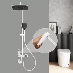 NPT 1/2'' Weiß Duschsystem Duscharmatur Regendusche Duschset Massage Mit Handbrause