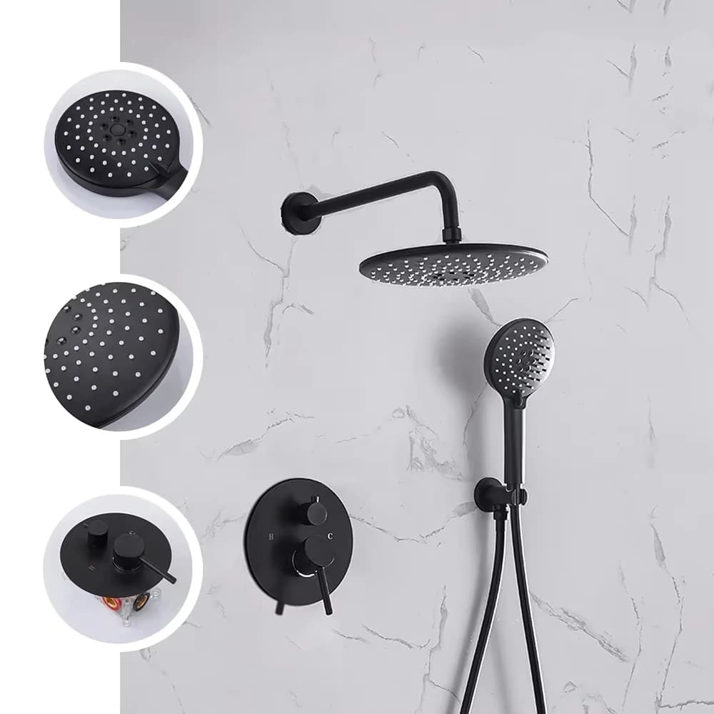 Black Shower Faucet Chrome Bathroom Shower Mixer Set Waterfall Rain Shower System Bathtub Faucet Taps